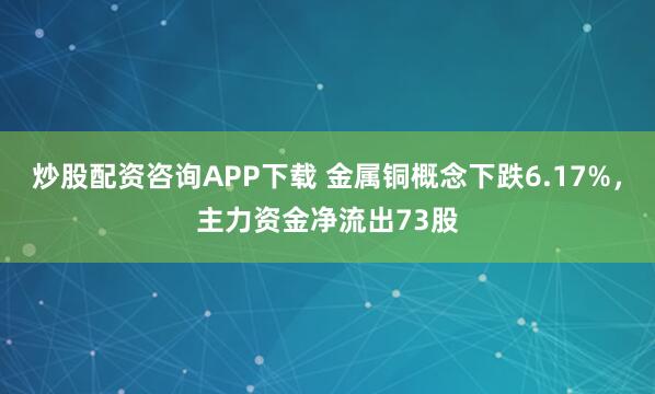 炒股配资咨询APP下载 金属铜概念下跌6.17%，主力资金净流出73股