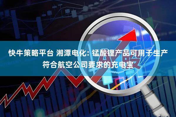 快牛策略平台 湘潭电化: 锰酸锂产品可用于生产符合航空公司要求的充电宝